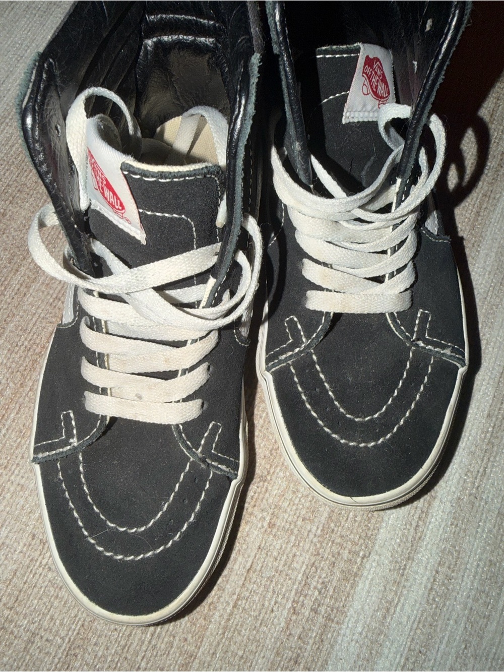 Vans Women’s Black High-Top Skate Shoes with White Laces